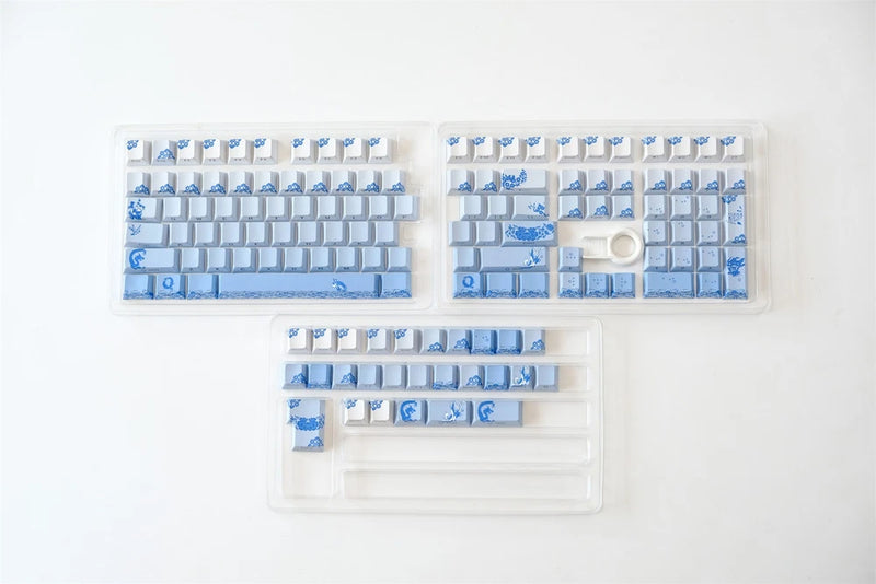 Side Printed Cherry Profile Backlit Blue and White Porcelain Keycap Set Model