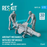 Aircraft Mechanics With Red Top Missile 2pcs Scale Figurines Kit 1:72 RSF72-0035 Model