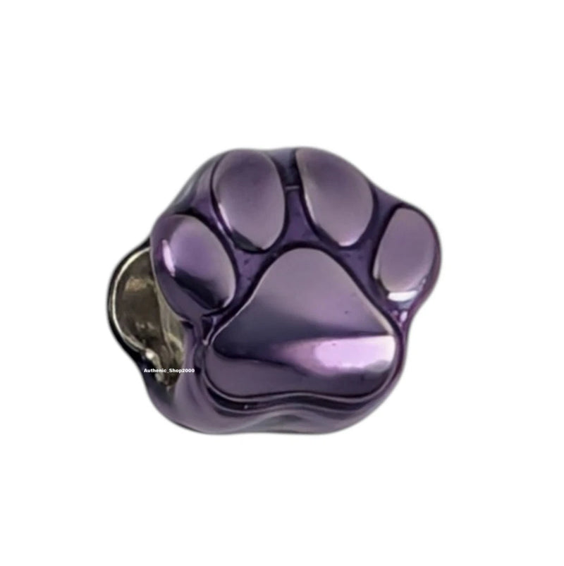 794782C01 NEW 100% Authentic PANDORA 925 Ale Silver Purple Paw Print Mini Charm Charms
