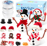 Christmas Build a Snowman Craft Kit, 3 Pack Modeling Clay DIY Make a Snowman Kit Model