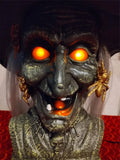 ANIMATED TALKING SPIDER WITCH HALLOWEEN HORROR DISPLAY BUST PROP - LIGHTED Model