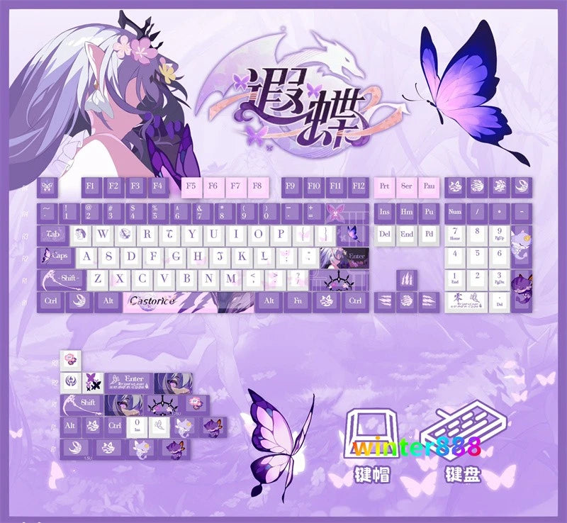 Honkai:Star Rail Castorice Keycaps 120+ Keys PBT Cherry MX Gifts For Keyboards Model