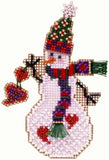 MILL HILL CHARMED ORNAMENT Beaded Cross Stitch Kit FOLK HEART SNOW CHARMER Model