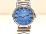 VINTAGE 23mm BEAUTIFUL BLUE DIAL  MECHANICAL LADIES MECHANICAL WATCH "LUCH" 17J. Model