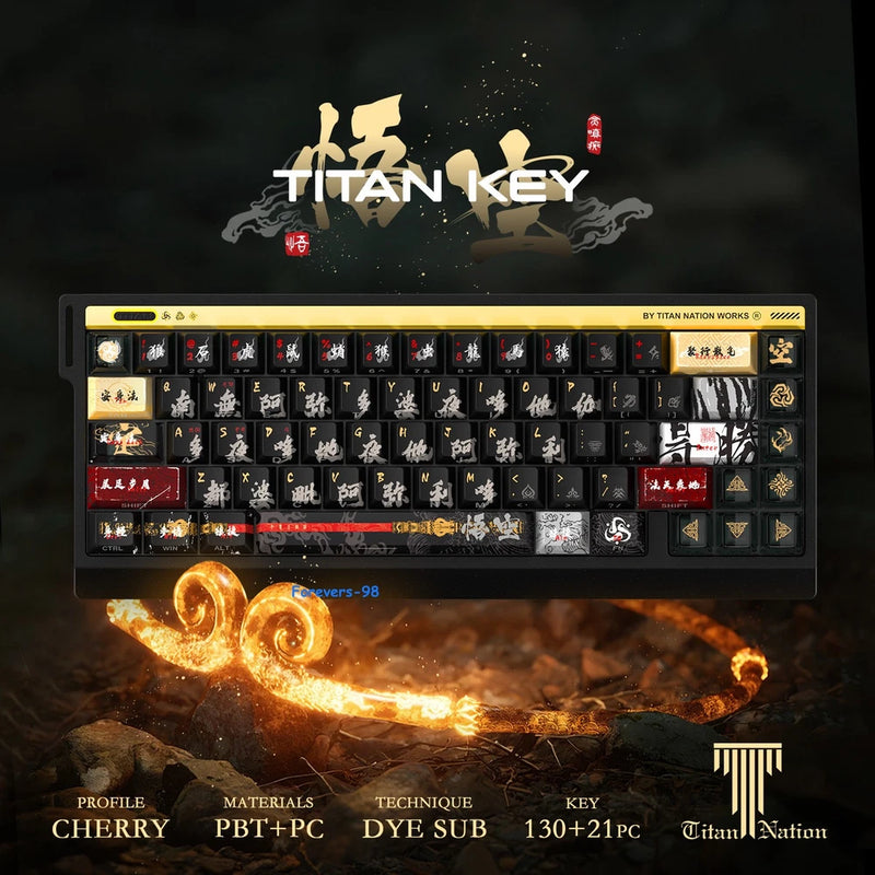 Wukong Titan Nation Anime Keycaps 130 Keys PBT PC Keyboard Accessory Decoration Model