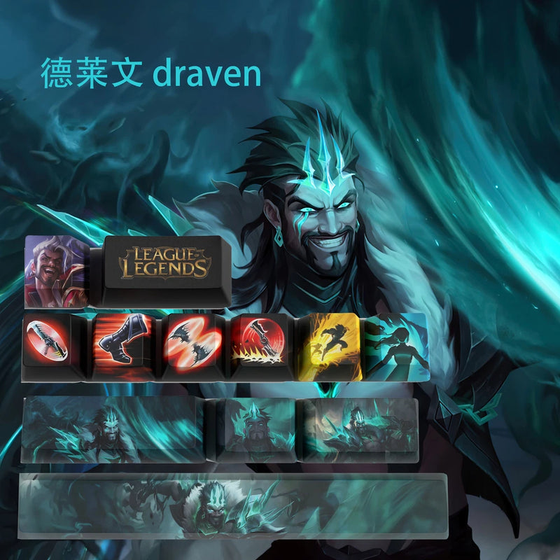 League of Legends Themed Keycaps Draven 12 keys OEM high degree Model
