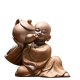 Chinese Style Little Monk Purple Sands Tea Pet 9cm Tea Tray Tea Ceremony Model