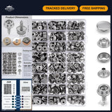500Pcs 3/8" Stainless Steel Snap Fasteners Kit - Heavy Duty, Durable, Rust-Resis Model