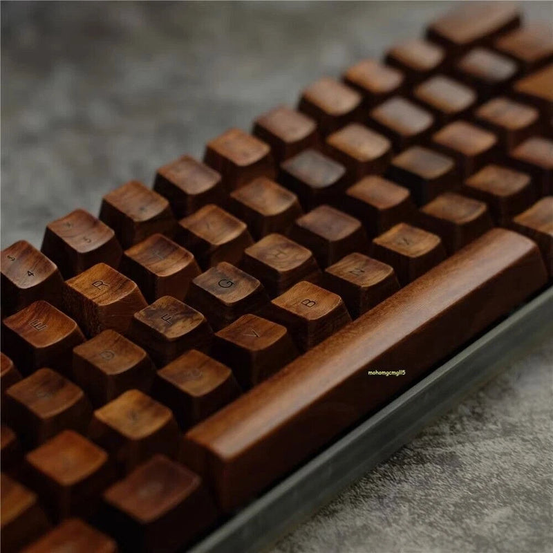 Rosewood Wooden OEM Cross Shaft Keycaps for 60/87/108 Mechanical Keyboard Keypad Model