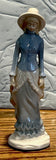 VINTAGE LADY FIGURINE in PALE BLUE & WHITE OUTFIT ~ 7" Tall Porcelain ~ VG Model
