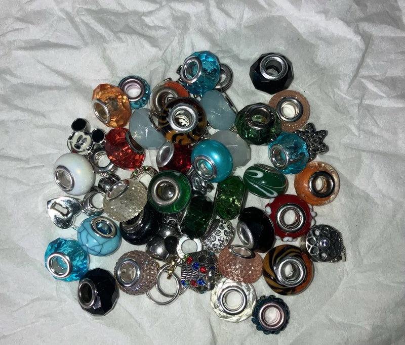 Bracelet Slide Charms; Lot Of 49 Charms