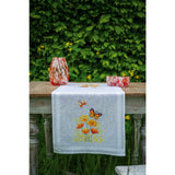 Vervaco stamped cross stitch kit tablechloth "Orange Blumen und Schmetterlinge", Model